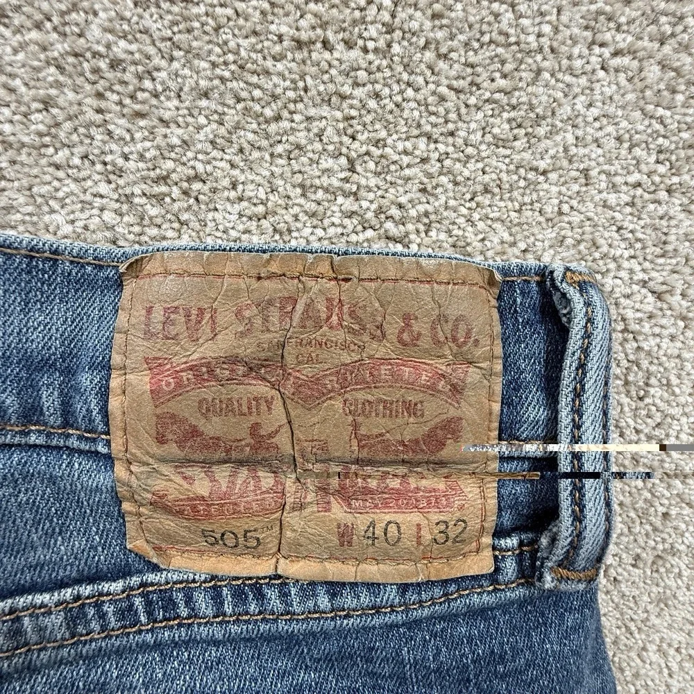Levi's 505 Regular Fit Jeans Mens 40X32 Blue Denim Dark Wash Straight‎